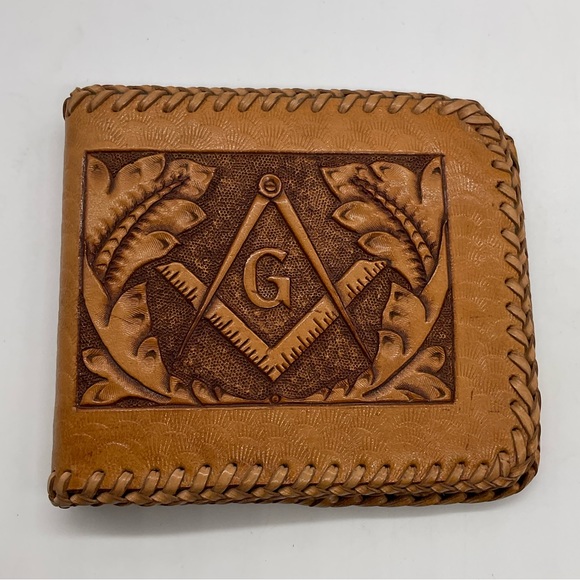 Other - VINTAGE TOOLED LEATHER WALLET WITH WGB INITIALS